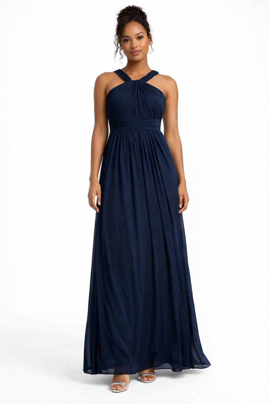 David's Bridal Women's 2 Blue Midi Brides Maid Dress Flowy Light Weight